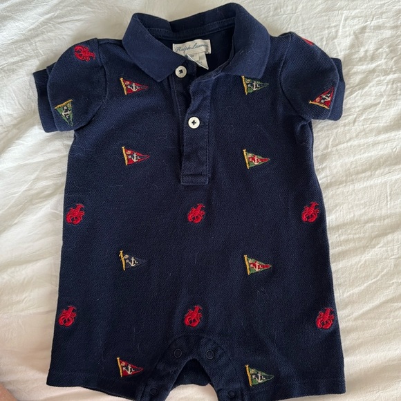 Ralph Lauren Navy blue romper. - Picture 1 of 3